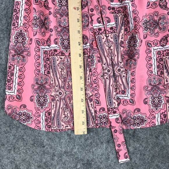 Victoria's Secret Nightgown Medium Pink Paisley Floral Button Up Belted Womens - Picture 13 of 14